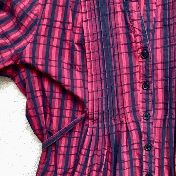 Urban Outfitters Red and Black Plaid Button Up Tunic Top - Picture 3 of 5